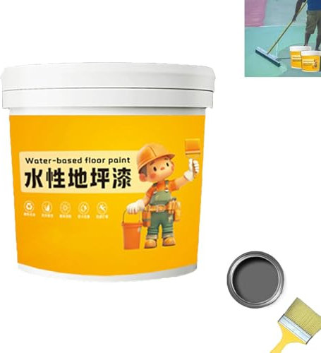 Waterproof Water-Based Epoxy Floor Paint, Quick-Dry Anti-Slip Water-Based Floor Paint, Garage Floor Paint for Both Indoorand Outdoor Surfaces, Epoxy Floor Paint (1pcs Dark Gray)