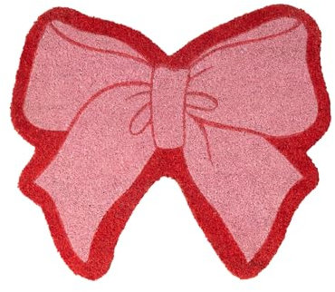 fisura. – Paillasson Original nœud Rose en Fibre de Coco avec Base antidérapante en PVC. Tapis d'entrée Rose et Rouge en Forme de nœud. Dimensions : 58,5 cm x 50 cm.