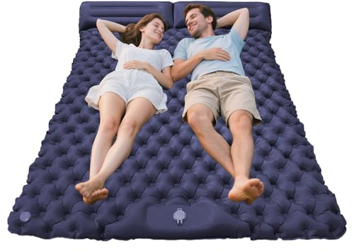 Wander-Isomatte – Doppel-Isomatte, aufblasbares Campingbett, Doppelbett, Campingunterlage | tragbare Outdoor-Matte, Dickes Schaumstoff-Luftkissen, leichte Reiseausrüstung für Zelt, Wandern, Picknick