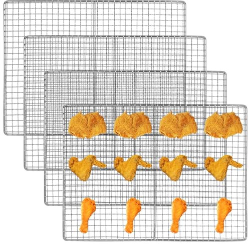 Lot de 4 grilles rectangulaires en acier inoxydable pour friteuse et rôtir