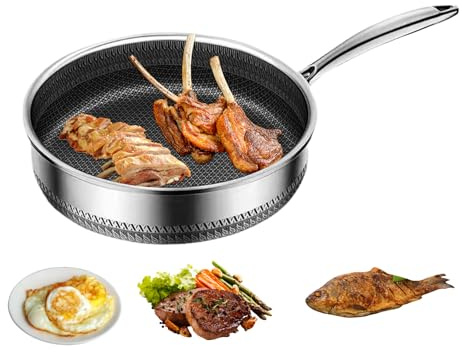 Tongfer Stainless Steel Woks | Stainless Steel Woks Pan - Kitchen Gadgets for Home Cooking Baking Stir-Fry Restaurant Searing Saute Steak Camping Fish Omelette Pancake