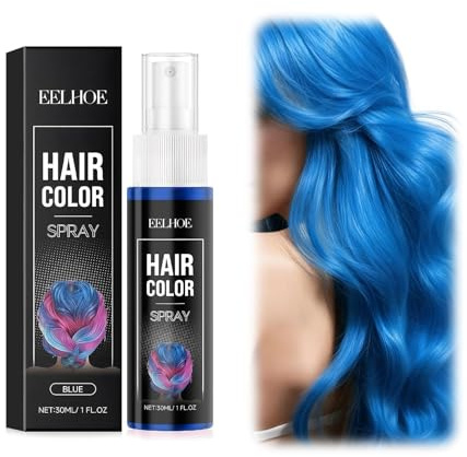 Haarspray Farbe,Haarfarbe Spray,Temporäre Haarfarbe,Natürliche Haartönung | Farbiges Hair Dye, Gefärbtes Haarspray, Schnelle Haarfärbung, Auswaschbar, Haar Colorationen für Party Karneval (Blau)