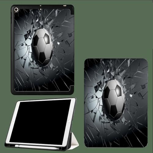 Hülle für iPad (A16) 11. Generation 11 2025 / für iPad 10 Generation 10,9 2022 Schutzhülle Stoßfeste Smart Case Cover Auto Schlafen/Wachen,Fußball Zersplittertes Glas