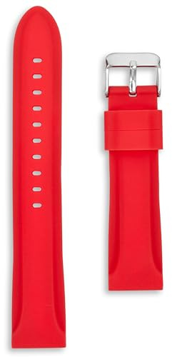 Buckle & Stitch Bracelet de montre de plongée en silicone souple | 18 mm, 20 mm, 22 mm, 24 mm | Noir, bleu marine, orange, rouge, blanc | Bracelet de rechange en caoutchouc étanche | Barres à ressort