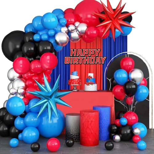 Articoli per Feste Kit Arco di Palloncini a Forma di Spider Palloncini in Alluminio a Forma di Spider Striscione di Buon Compleanno Decorazioni
