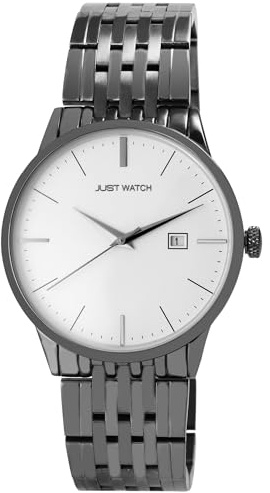 Just Watch Damen Armbanduhr Analog in Grau, Gesamtlänge 23.5 cm, Edelstahlarmband – 3 ATM