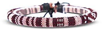 Made by Nami Surfer Fußband Damen & Herren - Boho Ethno Hippie Fußkettchen - Handmade Strand Festival Accessoires - 100% Wasserfest & Verstellbar - 100% Ökologische Baumwolle Rund (Weinrot)