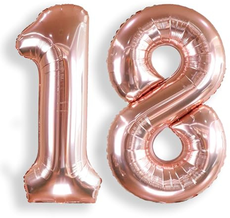 AULE Ballon Chiffre Anniversaire Geant 18 Rose Gold 40 Pouces 101 cm | Ballon Helium Géant Rosegold Numero 18 81 ans Ballons de Baudruche Mylar Décoration pour Mariage Anniversaire