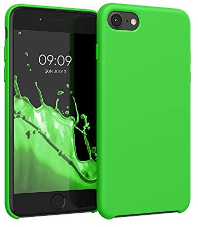 kwmobile Case Compatible with Apple iPhone SE (2022) / iPhone SE (2020) / iPhone 8 / iPhone 7 Case - TPU Silicone Phone Cover with Soft Finish - Lime Green