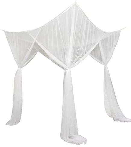 Baoblaze 4 Bed Canopy Drape Netting Net for Girls Bedroom Decor, White, 210x190x24cm