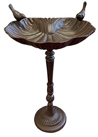 Selections Ornate Cast Iron Tall Wild Bird Bath Free Standing Bird Feeder with Ornamental Birds