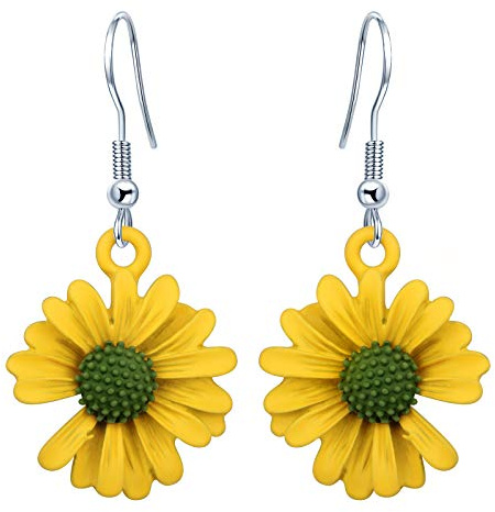 MicLee Damen Gänseblümchen Ohrringe Ohrhaken 925 Sterling Silber Süßes Blumen Sommer Ohrhänge Ohrschmuck mit Geschenkbeutel
