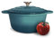 Cast Iron Pot with Lid Non-Stick Enamelled Casserole Dish - Oven Safe Heavy Duty Dutch Oven – 24cm Round – Turquoise 3.7L