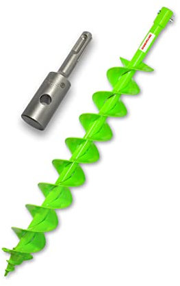 WERHE® Profi Bohrer VollStahl, Erdbohrer für bohrmaschine 80 mm Doppel-Welle extrem robust mit SDS Plus Adapter - Pfahlbohrer Brunnenbohrer präzise Bohrspitze.