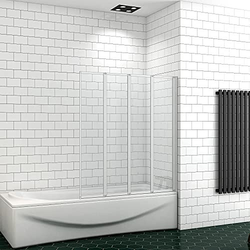 Ducha Casa 140x90cm Mampara de bañera plegable, Perfil de aluminio mate, Cristal 4mm templado