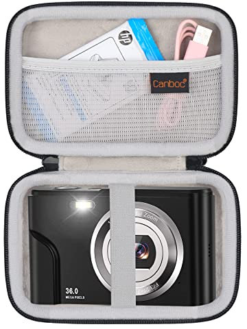 Canboc Digital Camera Case for CAMKORY/Sevenat/Lecran/Besungo/VAHOIALD/BEVLXNIV/IWEUKJLO Video Vlogging Camera and Other Compact Portable Mini Teens Cameras, Mesh Bag fit Cable, Black