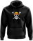 SMARTYPANTS One Piece Skull Hoodie Pullover - Manga Anime Japanese Popular TV Show Monkey Luffy Rubber Pirates King Devil Fruit Straw Hat (Medium, Black Prime)