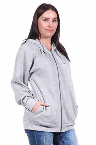 NORMANN-Wäschefabrik Unisex Trainings-Jacke mit Kapuze für Hausanzug, Sportanzug oder Jogginanzug Oberteil, Farbe:grau, Größe:XL