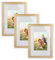 KHG Holz-Bilderrahmen lackiert mit stabilem Glas und Passepartout, DIN A4, Ideal für Portraits, Urkunden, Poster, Puzzles & Collagen - Natur, 3 Stück 21x30cm
