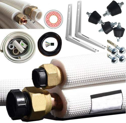 2x 5m Kupferleitung Kältemittelleitung Kupferrohr für Split Klima 9000/12000 BTU Klimaanlage Klimagerät reines Kupfer (1x 1/4 Zoll + 1x 3/8 Zoll)