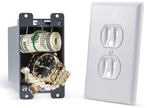 Electrical Outlet Hidden Wall Safe (Simple Install, Magnetically Attaches For Easy Use) Hiding Places for Valuables | Hide in Plain Sight Key Money Jewelry Storage Cash Holder Safes Outlet Safe Box