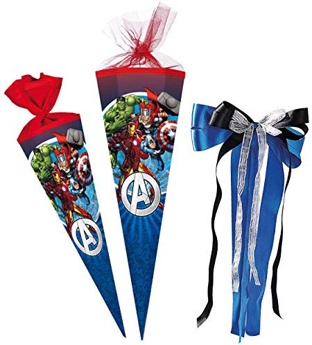 Schultüte - The Avenger - Assenble Avenger - 100 cm - eckig - incl. große Schleife - Tüllabschluß - Zuckertüte - mit/ohne Kunststoff Spitze - Nestler - Schu..