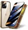 TOPF&B Hülle 360 Grad für iPhone 12 Pro Max,Anti-Spy Magnetische Handyhülle mit Privatsphäre Gehärtetes Glas und Kameraschutz,iPhone 12 Pro Max Hülle Magnetisch Metall Bumper Case,Gold