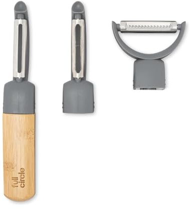 Full Circle Home Schäler PEEL GOOD - Küchengeräte - 1 Set inkl. Jullienne & gezackt - Schälen - Recyceltes Material - Langlebig