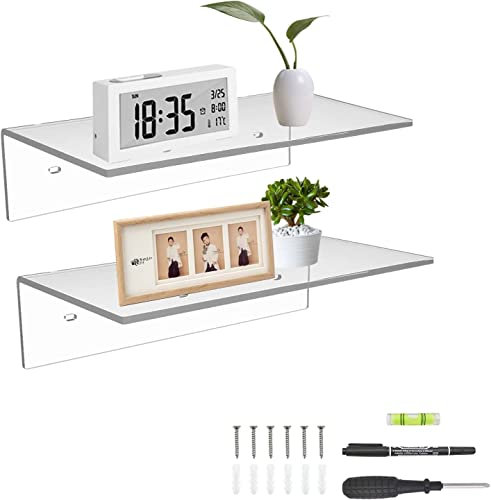 Sezanrpt 30cm klare kleine Wandregale, Acryl Badezimmer Regale für Wand, schwimmende Regale für Wohnzimmer, Funko Pop Regale, 2er-Set