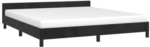vidaXL Bettgestell mit Kopfteil Polsterbett Bett Doppelbett Bettrahmen Lattenrost Samtbett Schlafzimmerbett Schlafzimmermöbel Schwarz 180x200cm Samt