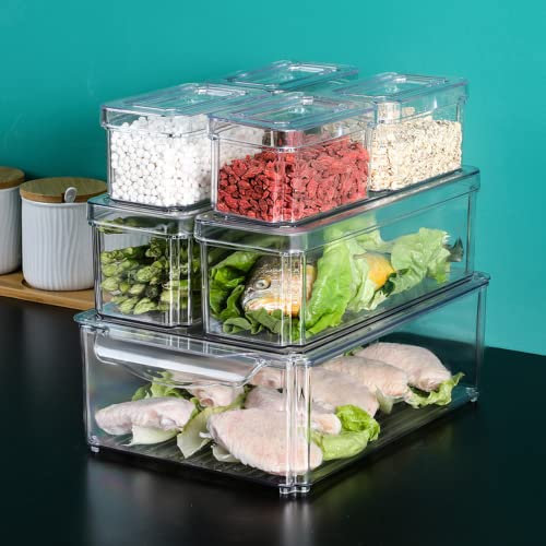 Sightday 7 Pack Fridge Organisers With Lids,Fridge Storage Containers,Stackable Fridge Storage,Plastic Fridge Organisers Suitable for fruit and vegetable kitchen storerooms cupboard freezers