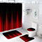 Coxila Ombre Red Black Shower Curtain Set Burgundy Stripe Boho Gradient Contour Mat Toilet Lid Cover U Shaped Bath Mat 4 Pcs Decor Bathroom Non-Slip Rug Fabric Polyester 60x72 Inch