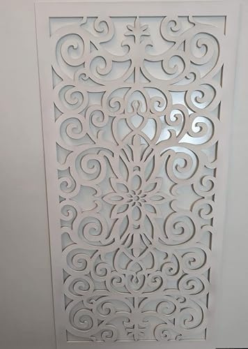 Laserkris Grille décorative pour radiateur - Panneau MDF perforé de 6 mm d'épaisseur (1200 mm x 610 mm) Motif G16 (600 mm x 305 mm, blanc apprêté)
