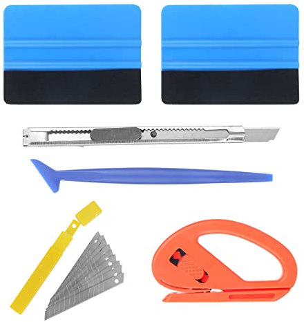 XCDMJ Car Window Tint Kit15pcs Vinyl Wrap Tool Kit Squeegee Wallpaper Smoothing with Cutting Application Professional Tools for Wrapping, standard, blue and red