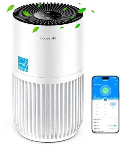 GoveeLife Smart Mini Air Purifier for Bedroom, with App & Alexa Control