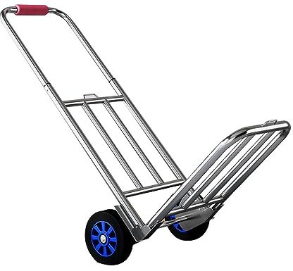 Zusammenklappbare Sackkarre, Gepäckwagen, Edelstahl Verstellbarer Handwagen, Schwerlast 75kg Gepäckwagen Einkaufswagen Für Bürotransport