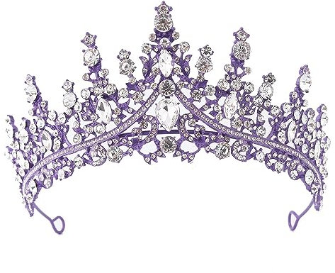 Hochzeit Braut Kristall Tiara Strasssteine Mädchen Haar Krone Prinzessin Stirnband Krone Haarschmuck für Hochzeit Verlobung Geburtstag Party Schönheitswettbewerb Bühnenauftritte,Lila