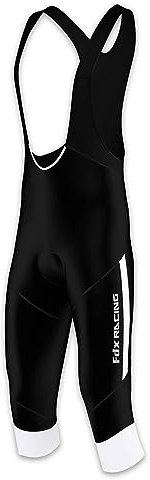 FDX DX - Salopette da ciclismo a 3/4 da uomo, con imbottitura in gel, per ciclismo, Bianco e nero, M