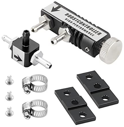 CGEAMDY Manueller Turbo-Boost-Regler, Aluminium Einstellbar Manuell Turbo Boost Regler Controller Ventil, Universal Entlüftungsventil Kit für Motorteile(Schwarz)