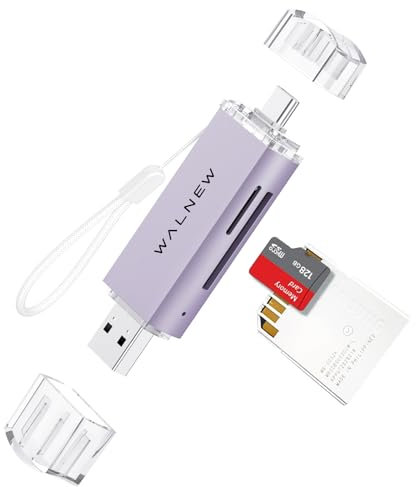 SD Card Reader, WALNEW USB 3.0 and USB-C to SD/Micro-SD TF Memory Card Adapter for Mac,MacBook,Computer/PC,Laptop,iPad 10,iPhone 15 Pro/Max,Samsung Galaxy Android Phone,Support UHS-I SDHC/SDXC/MicroSD
