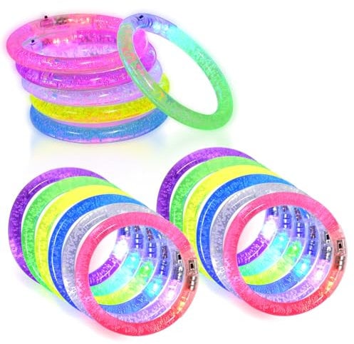 16 Stück LED Leuchtarmbänder Blinkende Armbänder in der Dunkelheit Party Zubehör Glowstick Armband, Kinder Armband Armbänder Leuchtende für Geburtstagsparty Geschenke, Armreif für Kinder Erwachsene