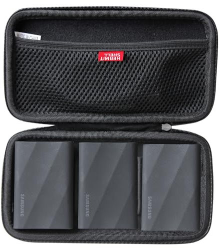 HERMIT SHELL Hard Travel Case for Samsung Portable SSD T9 Portable SSD 4TB/ 2TB/ 1TB, USB 3.2 External Solid State Drive (for 3 Hard Drives)