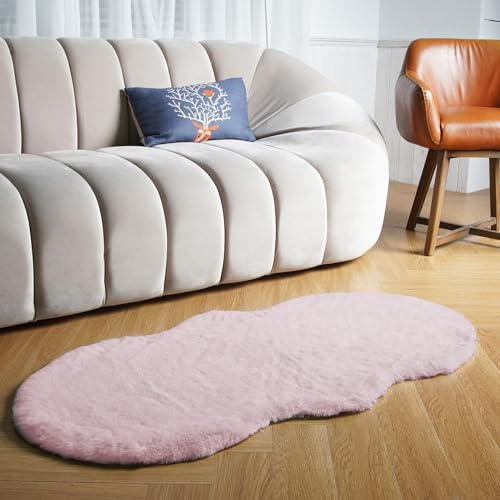Latepis Teppich Rosa 60x120 cm Wohnzimmer Flauschiger Bettvorleger Schlafzimmer Läufer Flauschig Kurzflor Teppich Waschbar Kinderzimmer Fellteppich Klein Kunstfell