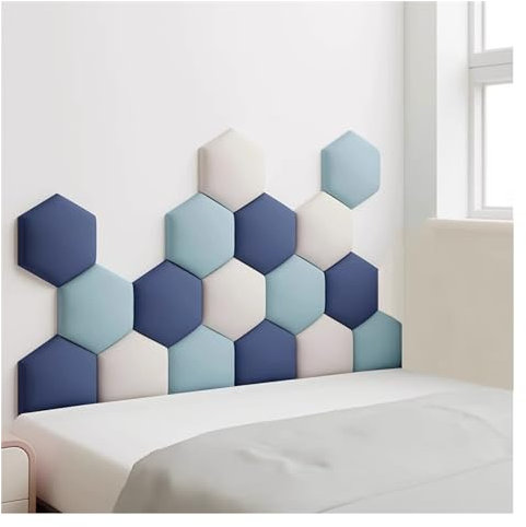 Wzmazingly 17 Stück Polsterpaneel Wand, Hexagon Selbstklebend Kindergarten Dekor Wandpaneele, 3D Anti-Kollisions Wandmontage Bett Kopfteil Wandpolster (Color : E, Size : 150x87cm)