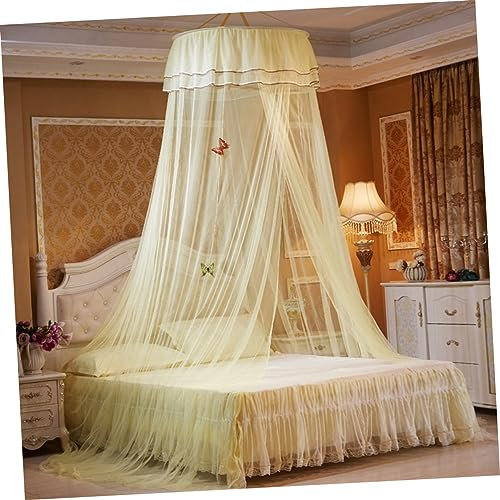 VICASKY Moustiquaire Ronde Voûte Filet pour Garçon Fille Protection Rideau De Lit Ciel De Lit Garçon Fille Couleur Jaune