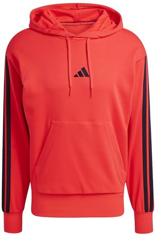 Adidas Herren Essential Three Stripes French Terry Hoodie, Pure Ruby/Black, M