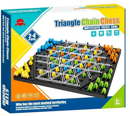 Chain Triangle Game, 2 Player Triangle Games, Triggle Rubber Chess Board Games for 2 Players, Triggle Board Game with Rubber Band