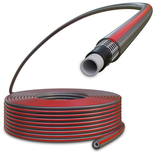 Poppstar PVC Gartenschlauch 50m, 19mm ID 24mm AD (3/4 Zoll), 4-lagig, Betriebsdruck max. 7 bar, flexibler Gartenwasserschlauch