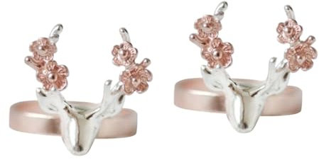 LIFKOME 2st Rentier-ring Weihnachtsring Schmuck Für Damen Weihnachtsfingerringe Fingerring Aus Geweih Weihnachts-hirsch-ring Mädchen Schmuck Weihnachtsschmuck Für Damen Mädchenschmuck