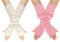 LERTREEUK 2Paar gestrickte Handschuhe Kaschmir Mischung lange Armstulpen Ellbogenstulpen fingerlose Fäustlinge mit Daumenloch (Rosa+Weiß, L)
